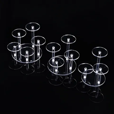 Multi Tiered Transparent Acrylic Round Display Stand Jewelry Riser For Rings Watches Small Models Showcase Organizer Riser