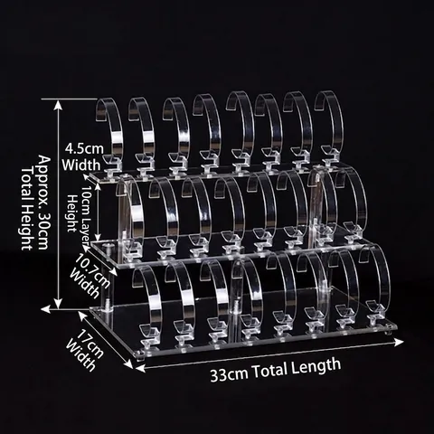 Acrylic Watch Display Stand Clear Multi-Tier Jewelry Holder For Watches Bracelet Storage Showcase Home Office Organization