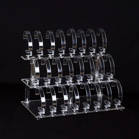 Acrylic Watch Display Stand Clear Multi-Tier Jewelry Holder For Watches Bracelet Storage Showcase Home Office Organization