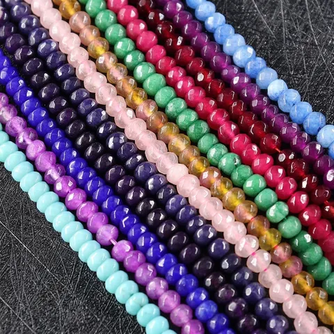 Polished Marble Faceted Abacus Wheel Beads Loose Stone Beads For DIY Jewelry Making Handmade Bracelet Necklace Accessory