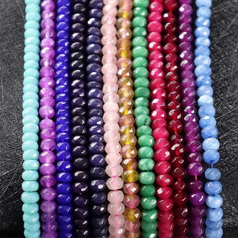 Polished Marble Faceted Abacus Wheel Beads Loose Stone Beads For DIY Jewelry Making Handmade Bracelet Necklace Accessory