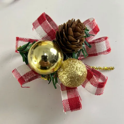 Christmas Bow Pine Cone Pine Needle Ball Hanging Ornament For Christmas Tree Desktop Layout Festival Party Decor