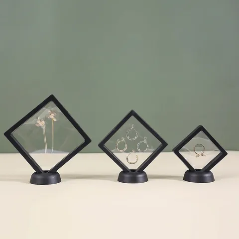 Transparent PE Film Floating Jewelry Box Plastic Display Stand Case For Necklace Ring Earring Storage Gift Dustproof Box