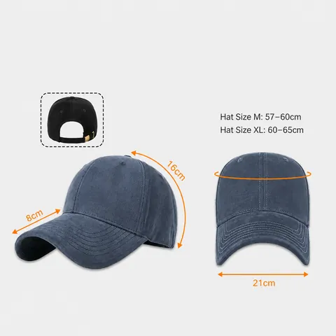 Vintage Gewaschene Baumwolle Baseballkappe Für Damen Herren Großer Kopfumfang Distressed Retro Sonnenhut Breite Krempe Verstellbare Outdoor Freizeitkappe