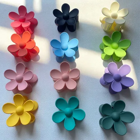 Grote Matte Bloem Haarklem Clip Elegante Morandi Kleur Haarklem Antislip Bloem Haardecoratie Voor Vrouwen Dagelijkse Haaraccessoires