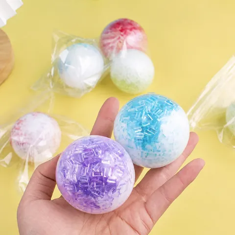 Handmade Crushed Ice Squishy Toy Ball For Stress Relief Slow Rebound Moldable Sensory Fidget Toy For Adults Teens Everyday Gift