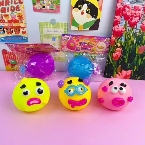 Dog Face Swap Squishy Stress Relief Toy Big Eyed Funny Dog Squeeze Ball Cartoon Animal Sensory Toy for Kids Adults Gift