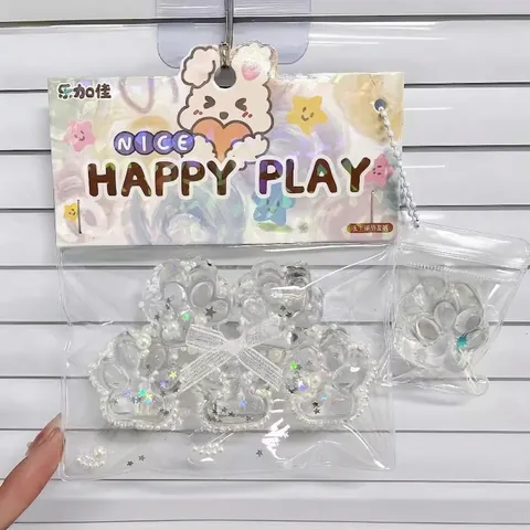 Transparent Cat Paw Squishy Toy Stress Relief Sensory Fidget Toy TPR Simulation Food Donut Waffle For Kids Adults Gift