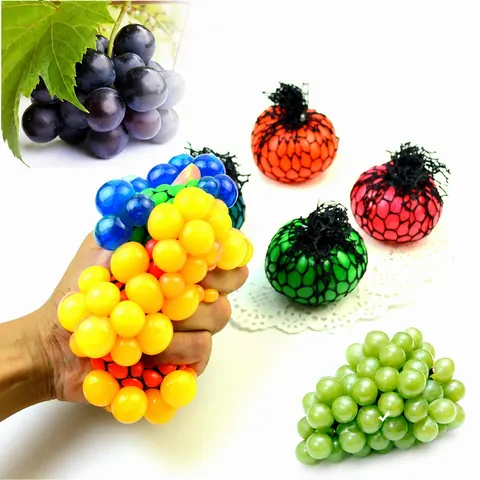 Multicolor Mesh Squishy Grape Ball Stress Relief Toy For Kids Adults Creative Novelty Decompression Squeeze Toy Fidget Ball Gift