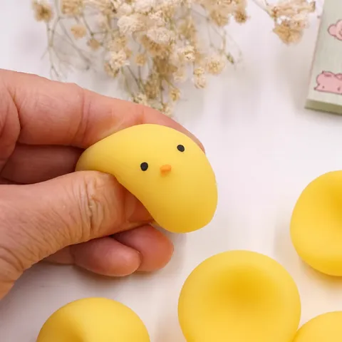 Animal Squishy Toy Soft TPR Stress Reliever Decompression Ball Cute Yellow Chicken Style Office Desktop Decor Gift For Adults Kids