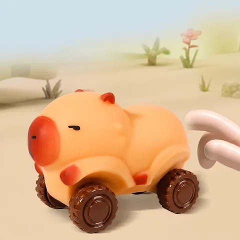 Capybara Pull Car Squishy Toy Cartoon Animal Deformation Sliding Car Stress Relief Toy Cute Desktop Ornament Gift For Kids