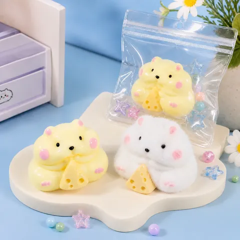 Cute Hamster Squishy Toy Slow Rebound TPR Decompression Toy Realistic Animal Squishy For Stress Relief Adults Kids Gift