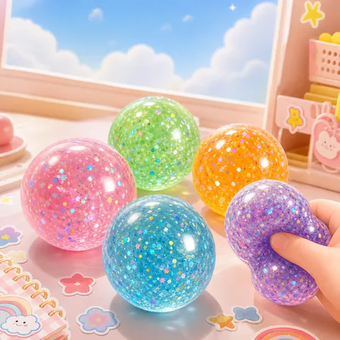 Palla Antistress Squishy Consistenza di Maltosio Glitter Stella Giocattolo di Decompressione TPR Morbido Giocattolo Sensoriale Creativo Regalo Bambini Adulti Ufficio Casa