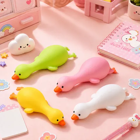 Creative Cartoon Duck Shape Stress Relief Squishy Toy Soft TPR Material Duck Squeeze Toy Fidget Toy For Office Daily Relaxation