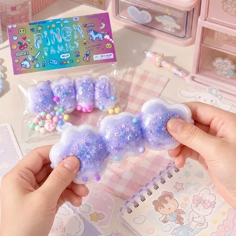 Wolke Blase String Squishy Spielzeug Langsam Rückfedernd TPR Stressabbau Quetschspielzeug Mit Stern Pailletten Für Kinder Erwachsene