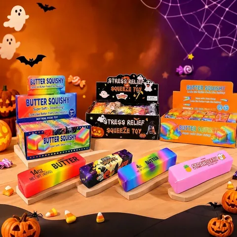 Halloween Christmas Slow Rising Squishy Butter Stick Stress Relief TPR Squeeze Sensory Fidget Toy Party Favor Gift For Kids Adult