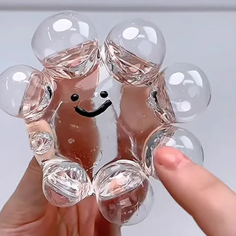 Crystal Clear Squishy Ball Toy DIY Bubble Maker Smile Face Transparent Stress Relief Slow Rebound Squeeze Toy For Kids Adults
