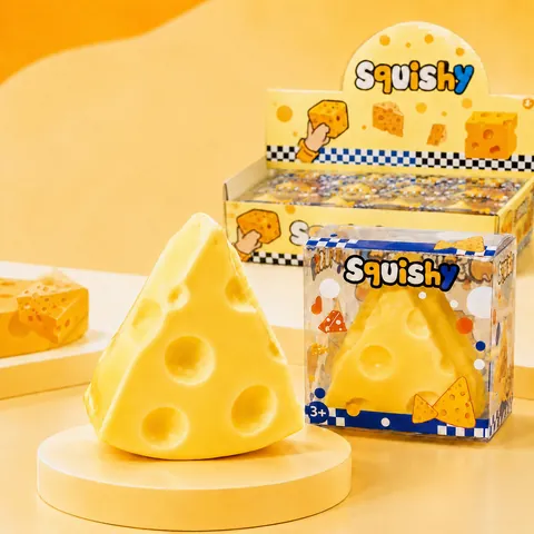 Cheese Shaped Squishy Toy Slow Rising Stress Relief Squeeze Toy For Kids Adults Creative Food Simulation Sensory Toy Yellow