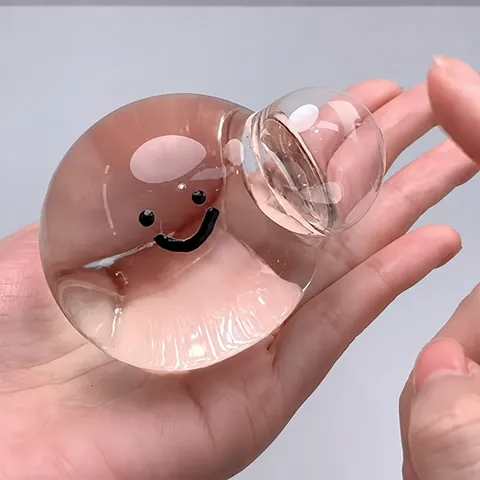 Crystal Clear Squishy Ball Toy DIY Bubble Maker Smile Face Transparent Stress Relief Slow Rebound Squeeze Toy For Kids Adults