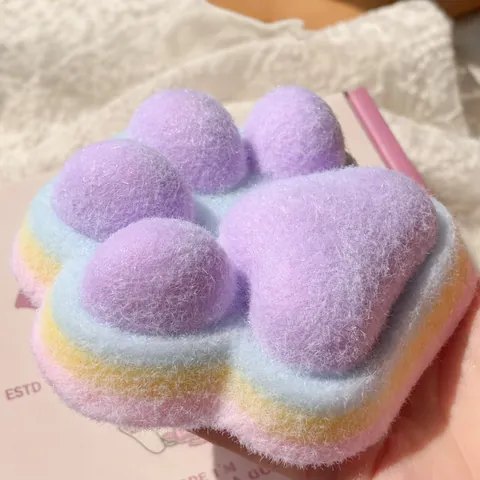 Rainbow Cat Paw Squishy Toy Multilayer Dopamine Colors Sensory Fidget Stress Relief Squeeze Toy With Flocked Texture For Adults Kids