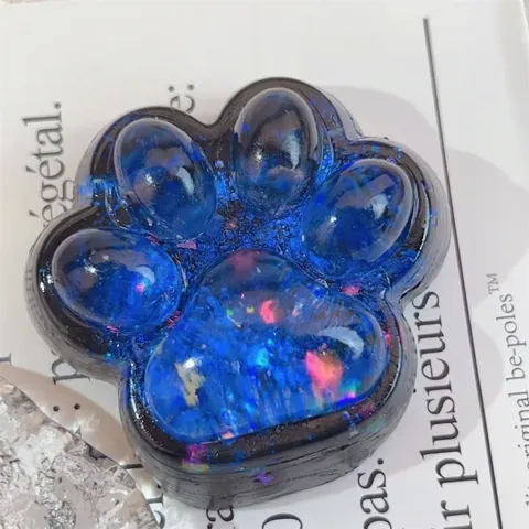 Starry Cat Paw Squishy Toy TPR Stress Relief Squeeze Toy Glitter Sequins Soft Sensory Toy For Kids Adults Gift