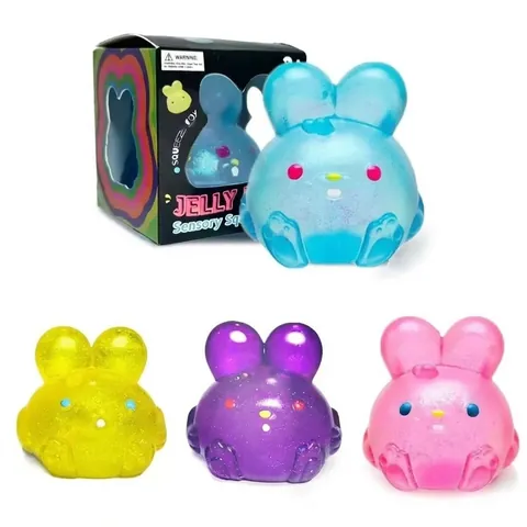 Slow Rebound Decompression Toy Cute Rabbit Jelly Cube Squishy Fidget Toy Soft TPR Stress Relief Toy For Kids Adults