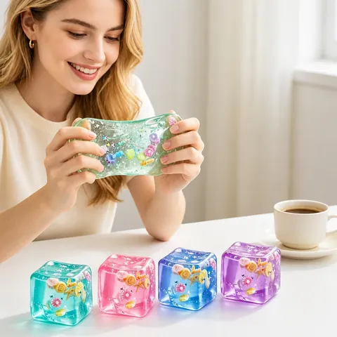 Jouet Squishy Glaçon Coquillage Île Océanique Jouet Fidget Sensoriel au Maltose à Rebond Lent pour Soulager le Stress Décoration Bureau Cadeau