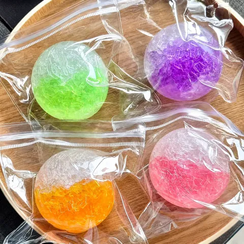 Handmade Crushed Ice Texture Squishy Ball Decompression Toy TPR Slow Rebound Squeeze Ball For Stress Relief Office Toy
