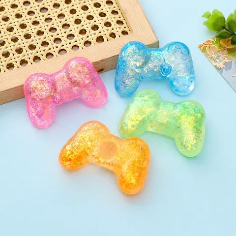 Giocattolo Squishy a Forma di Controller per Videogiochi Ritorno Lento Antistress Fidget Toy per Studenti Adulti Silicone con Paillettes