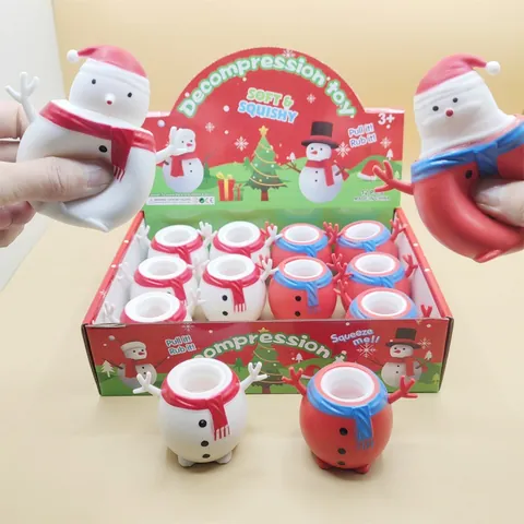 Jouet Squishy de Noël Père Noël Bonhomme de Neige Coupe à Presser Créative Jouet Anti-stress Enfants Cadeau Festif