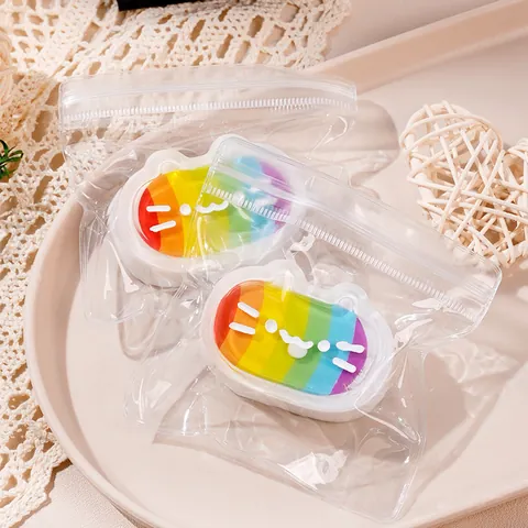 Mochi Rainbow Cheese Cat Squishy Toy Cute Soft TPR Slow Rebound Stress Relief Toy For Kids Adults