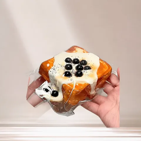 Simulation Brown Sugar Pearl Thick Toast Squishy Toy Handmade Food Grade Silicone Slow Rebound Stress Relief Toy For Adults