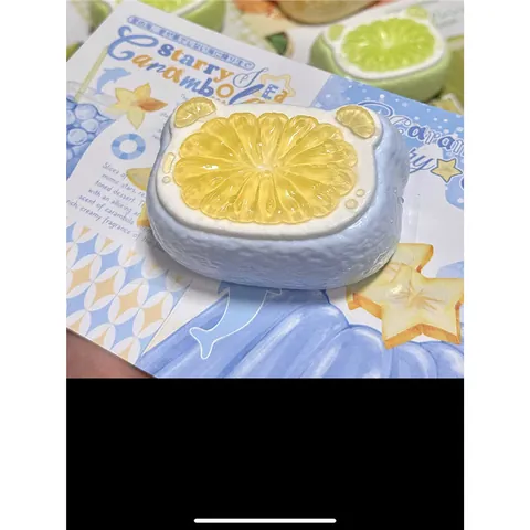 Cute Bear Shaped Jelly Orange Fruit Slice Squishy Toy Food Grade Silicone Extra Thick Stress Relief Sensory Soft Toy Gift