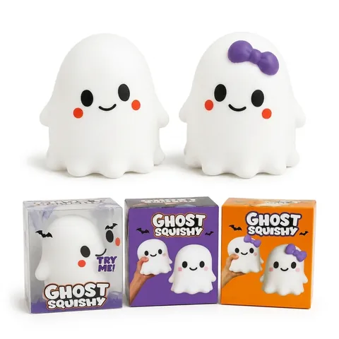 Halloween Ghost Squishy Toy For Kids Large Slow Rising Stress Relief Squeeze Toy White Cartoon Ghost Figures Gift For Party
