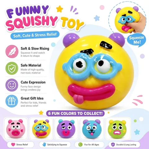 Juguete Squishy de Monstruo de Halloween Perro Feo Expresión Rebote Lento Anti-estrés Fidget Toy para Niños Adultos Regalos de Fiesta