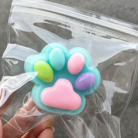 Cute Cat Paw Squishy Toy Silicone Flocked Decompression Squeeze Toy For Stress Relief Office Home Desktop Decoration Gift