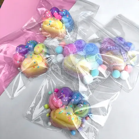 Rainbow Cat Paw Waffle Squishy Stress Relief Toy Soft TPR Glue Sensory Fidget Toy For Decompression Adults Teens Gift