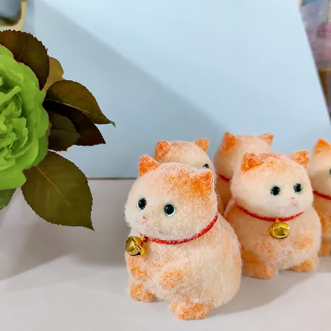 Juguete Squishy de Gato de Dibujos Animados Lindo Juguete Fidget de Plástico Flocado para Aliviar el Estrés Ornamento de Escritorio de Animal Curativo Regalo