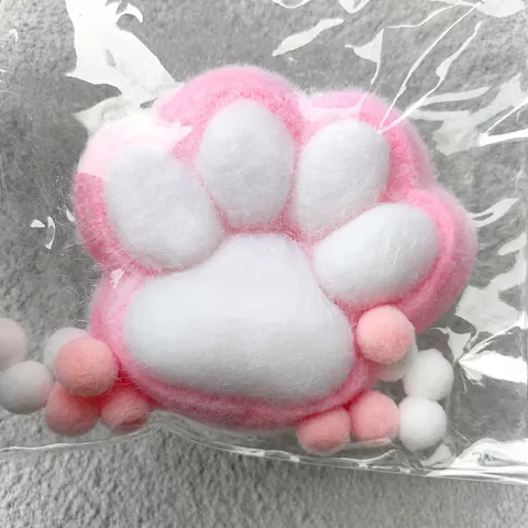 Cute Plush Cat Paw Squishy Toy Slow Rebound Flocked Animal Footprint Stress Relief Squeeze Toy For Office School Kids Adults