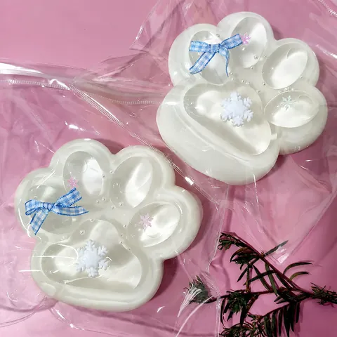 Cute Cat Paw Squishy Toy Soft Silicone Mud Sensation Stress Relief Squeeze Toy With Bowknot Pearl Decor For Adults Kids