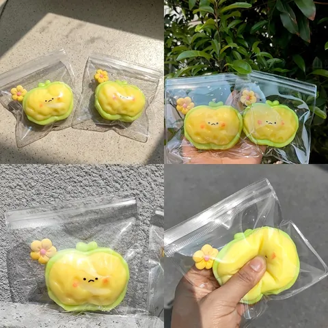 Juguete Squishy con Forma de Manzana de Dibujos Animados Alivio del Estrés Textura de Plástico Suave Juguete Fidget Para Niños Adultos