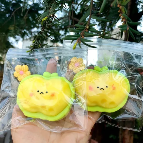 Juguete Squishy con Forma de Manzana de Dibujos Animados Alivio del Estrés Textura de Plástico Suave Juguete Fidget Para Niños Adultos