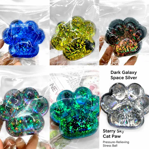 Aurora Cat Paw Squishy Toy Crystal Slow Rebound Stress Relief Sensory Fidget Toy Cute Animal Decompression Toy