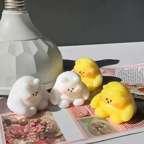 Cute Honey Bear Squishy Decompression Toy Chubby Flocked Soft Plastic Bear Rabbit Small Girl Figure Ornament For Home Office Stress Relief
