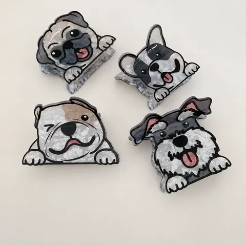 Cartoon Dog Shape Acrylic Hair Claw Clip French Bulldog Corgi Golden Retriever Pattern Sweet Hair Accessories For Women