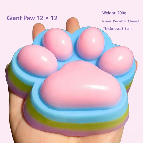 Rainbow Cat Paw Squishy Toy Colorful Stress Relief Squeeze Toy Soft TPR Cartoon Animal Paw Decompression Toy For Kids Adults