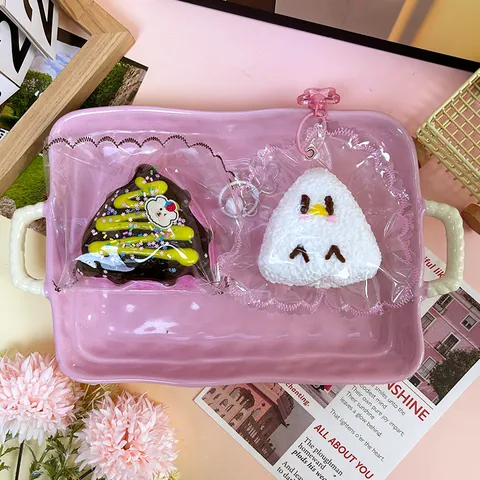 Juguete Squishy de Silicona de Grado Alimenticio Rebote Lento Alivio del Estrés Lindo Comida de Simulación Triángulo Bola de Arroz Pastel Stinky Tofu Juguete Sensorial