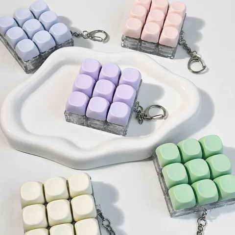 9-Key Mechanical Keyboard Switch Tester Fidget Toy Keychain Macaron Colors Stress Relief Finger Sensory Toy For Office Home