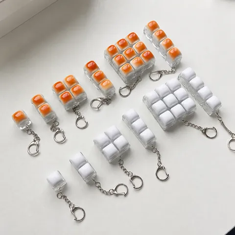 Simulation Food Fidget Button Toy Caramel Bread White Bun Mechanical Sound Stress Relief Finger Keychain Toy For Office Schoolbag Hanging