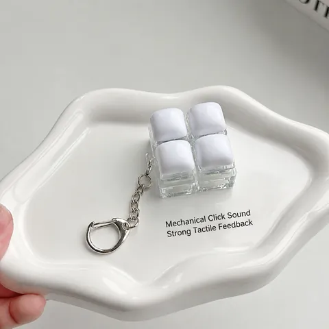 Mechanical Switch Fidget Toy Keychain Tactile Clicky Button Stress Relief Keycap Pendant Toy For Kids Adults Office
